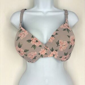 Gloria Vanderbilt Floral Pink Purple Flowers Padded Cup Wire Bra 38D